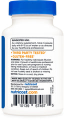 Nutricost glutathione nutrition facts panel with 720 mg per serving