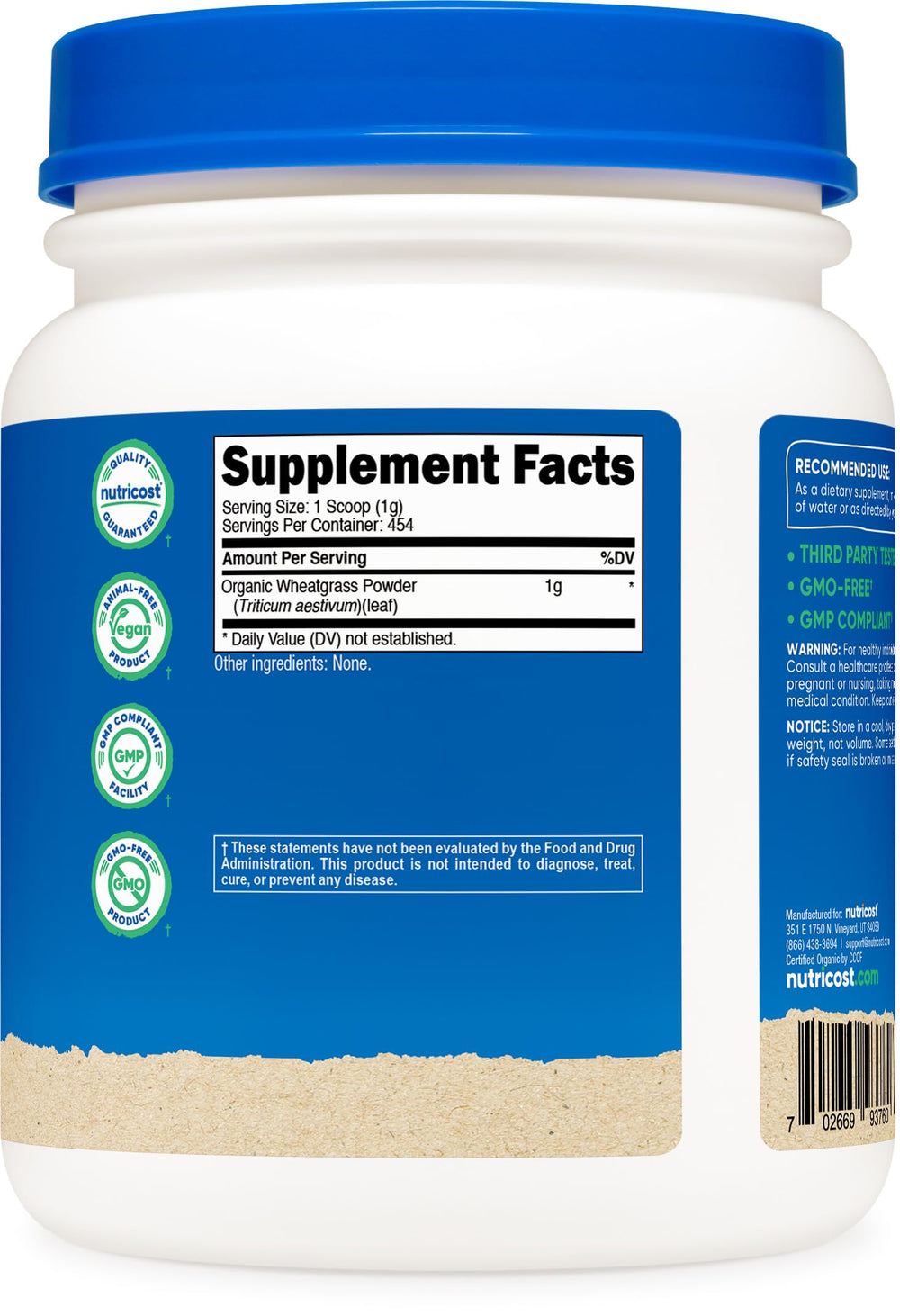 Nutricost gluten-free and non-GMO certificates highlight clean ingredients