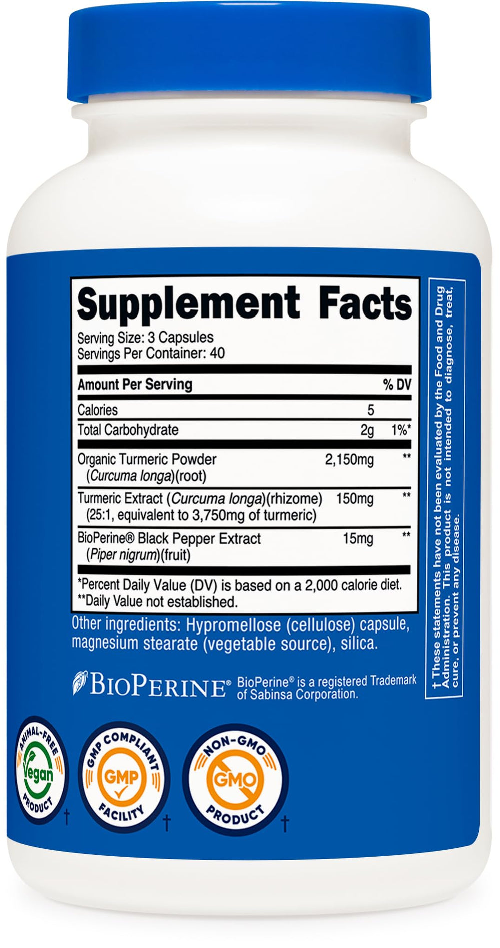 Nutricost gluten-free, non-GMO formula for allergen-conscious users.