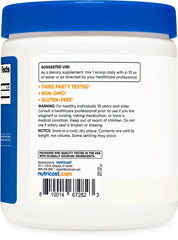 Nutricost Glycine Powder in glass ready for blend into beverages