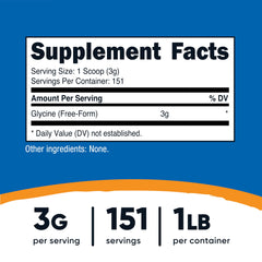Nutricost Glycine Powder scoop included for easy 3g servings