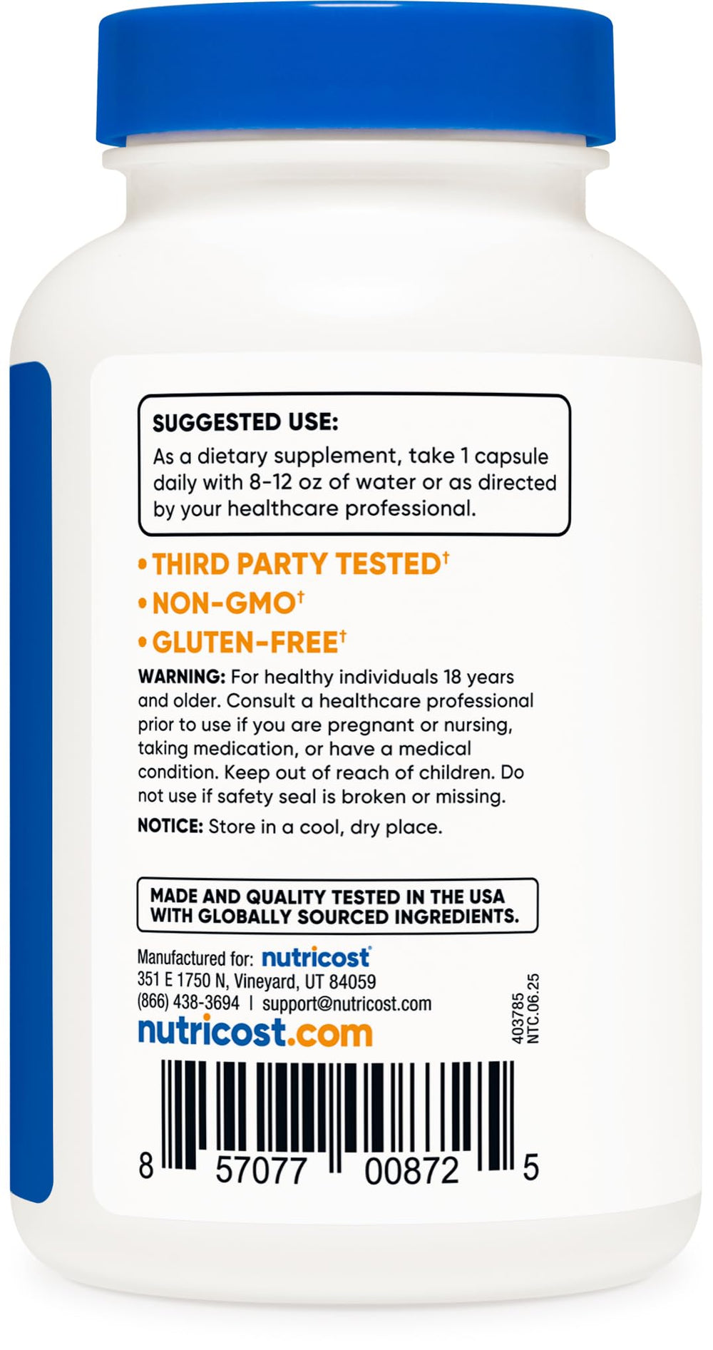 Nutricost GMP and FDA registered facility image conveying product safety standards.