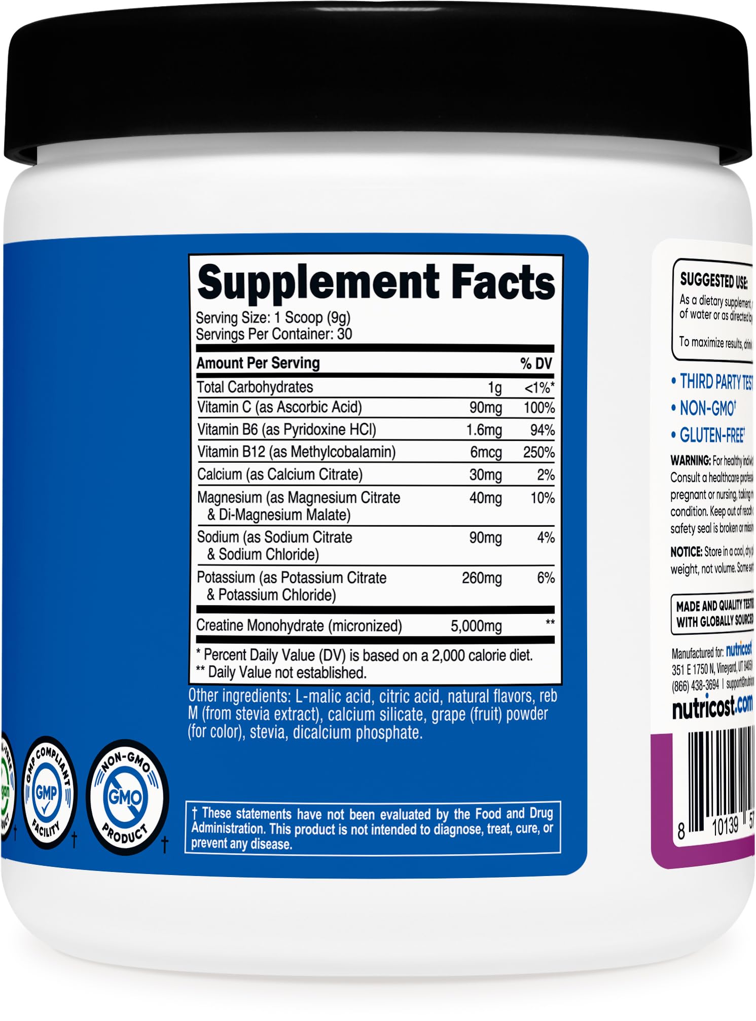 Nutricost GMP NSF facility icon underscores product quality and manufacturing standards