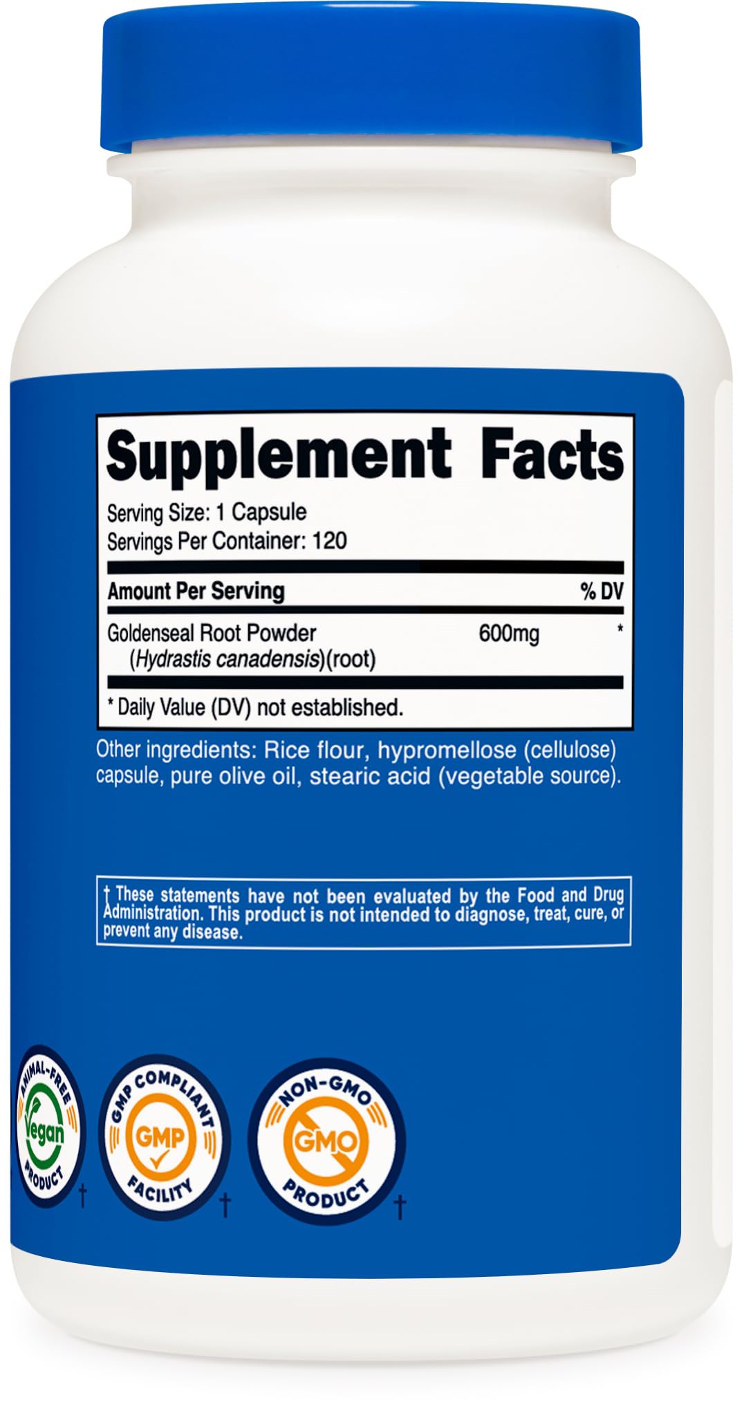 Nutricost Goldenseal Root packaging emphasizing vegetarian capsules