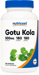 Nutricost Gotu Kola bottle with 180 vegetarian capsules for daily wellness