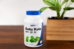 Nutricost Gotu Kola label on bottle highlighting gluten-free and non-GMO