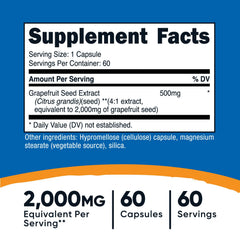 Close-up of Nutricost Grapefruit Seed Extract label highlighting potency