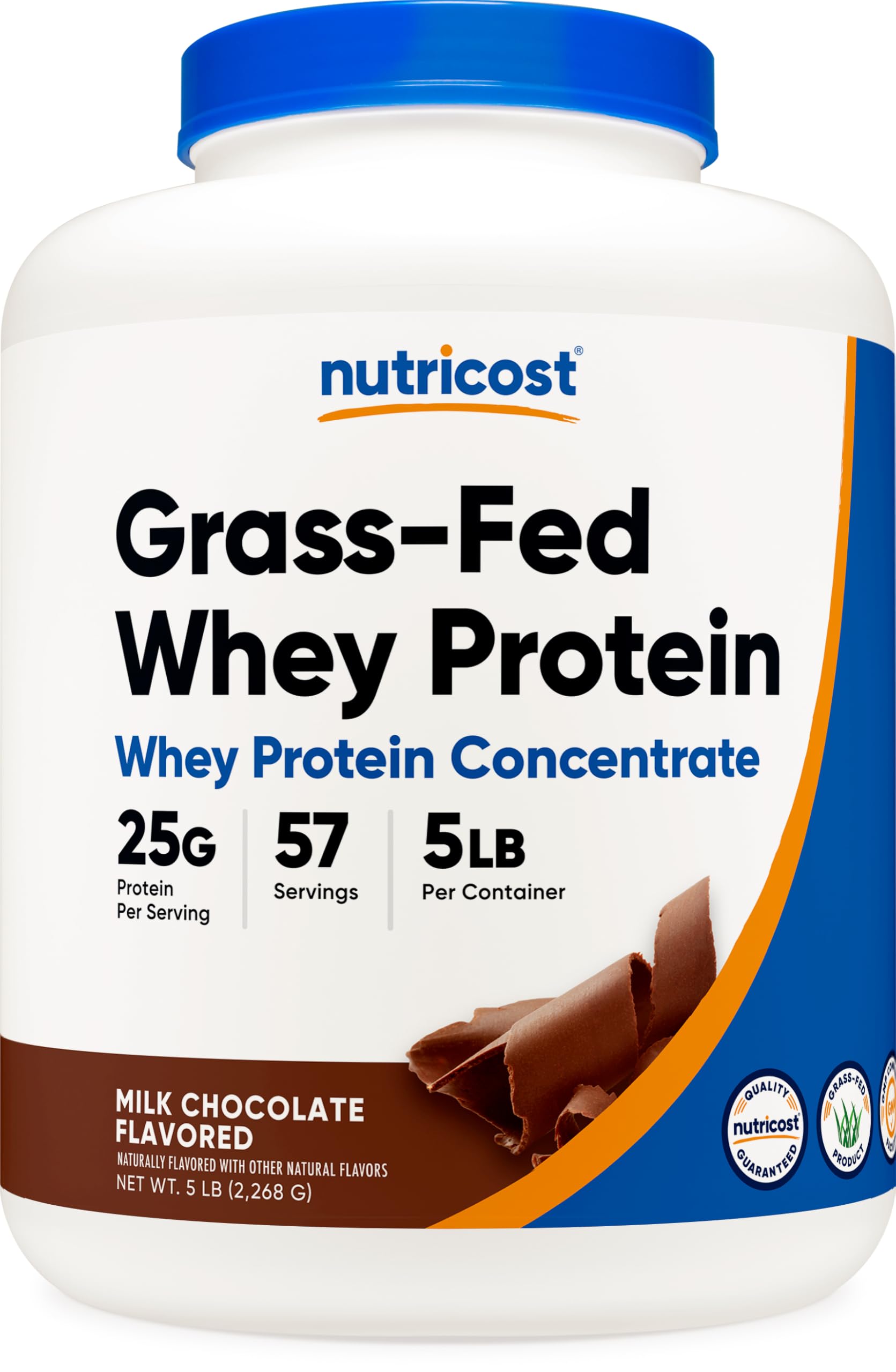 Nutricost Grass-Fed Whey Concentrate Chocolate bottle shows premium protein for daily shakes