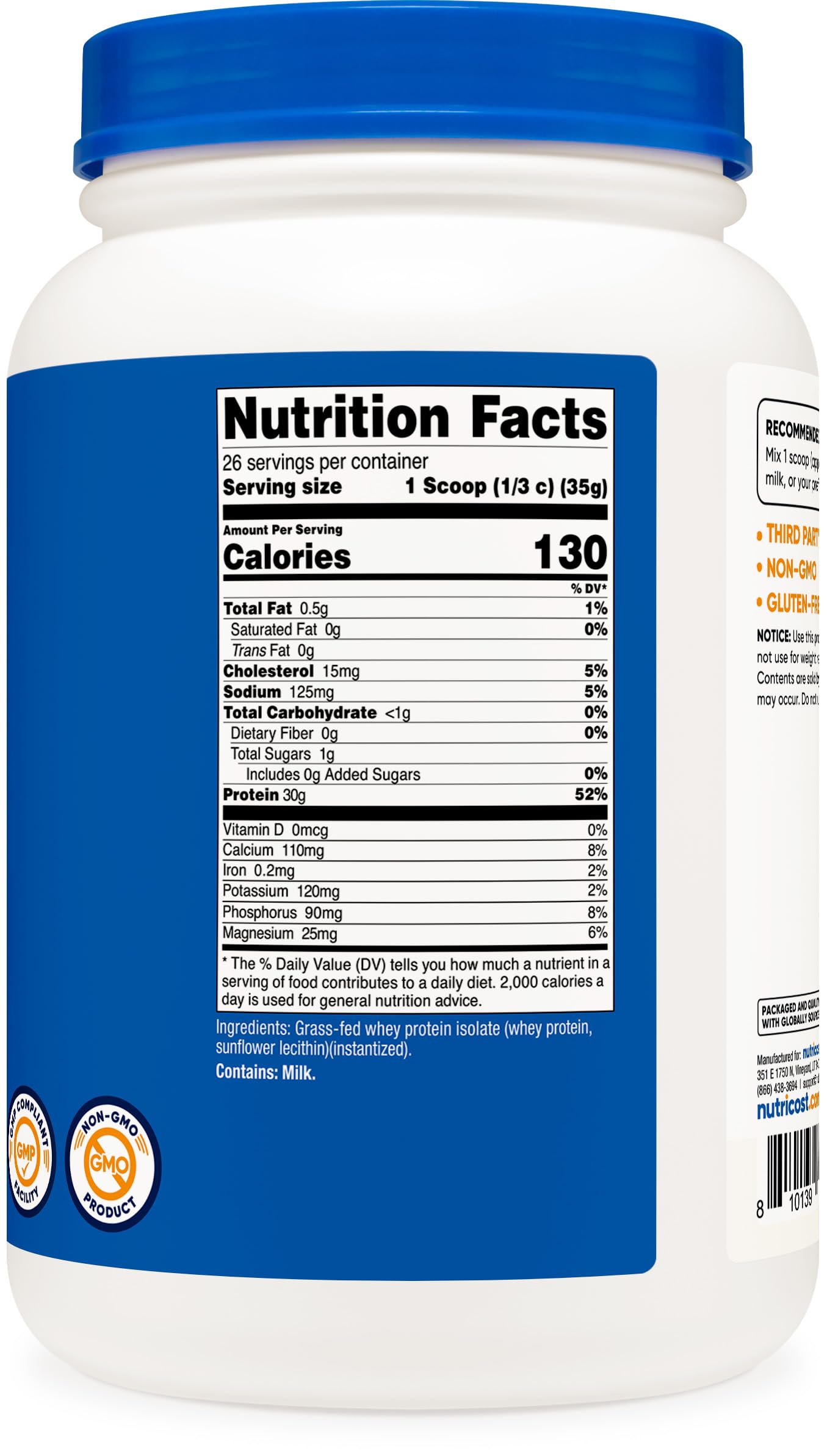 Nutricost container with shaker-ready design supports gluten-free protein routines