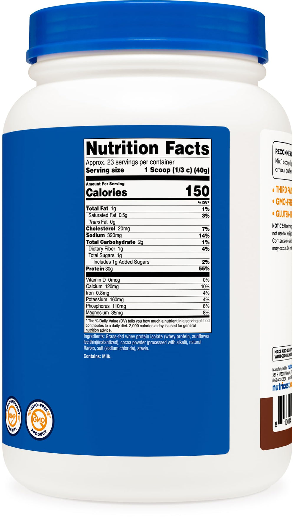 Facility label confirms NSF-GMP compliance for Nutricost protein