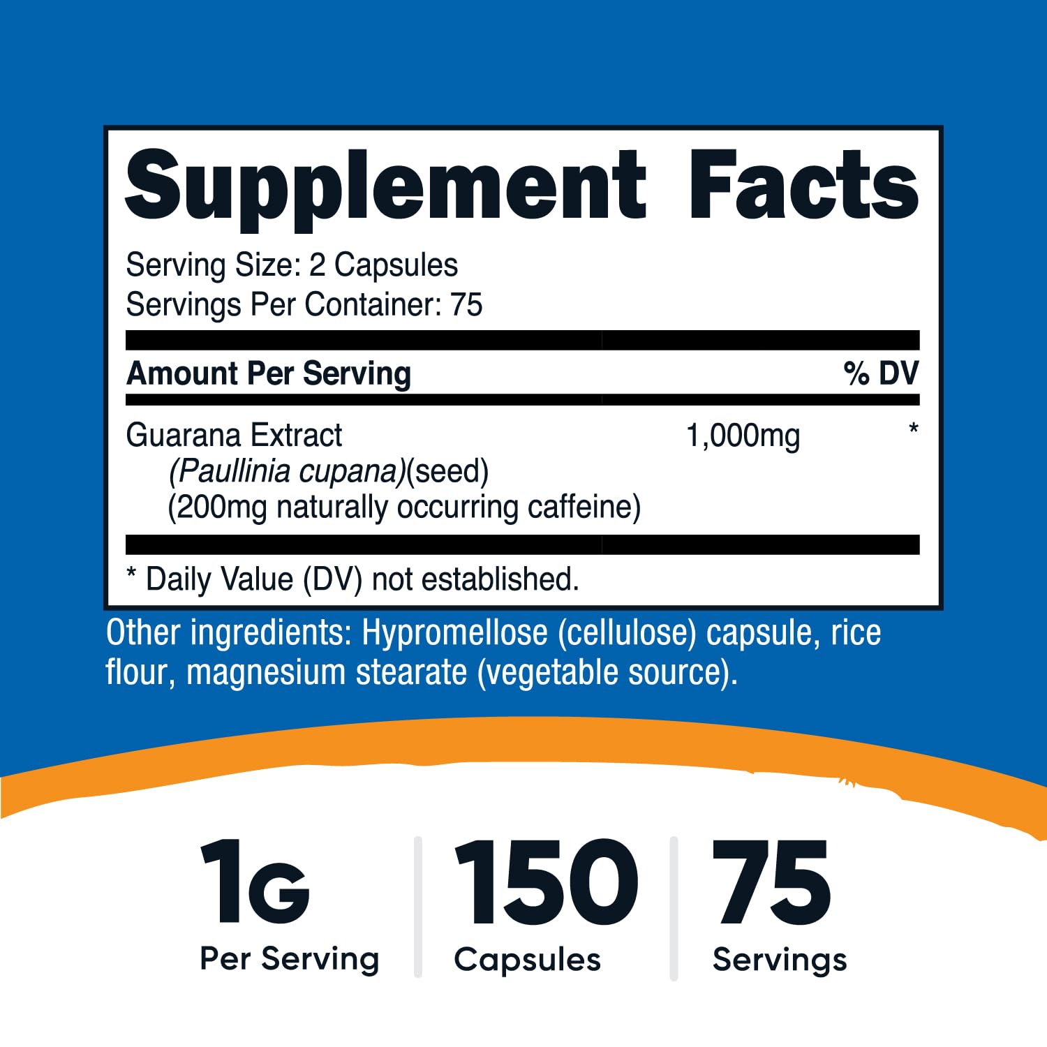 Closeup of Nutricost Guarana capsules highlighting vegetarian formula