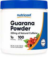 Nutricost Guarana bottle shows natural caffeine source for daily energy