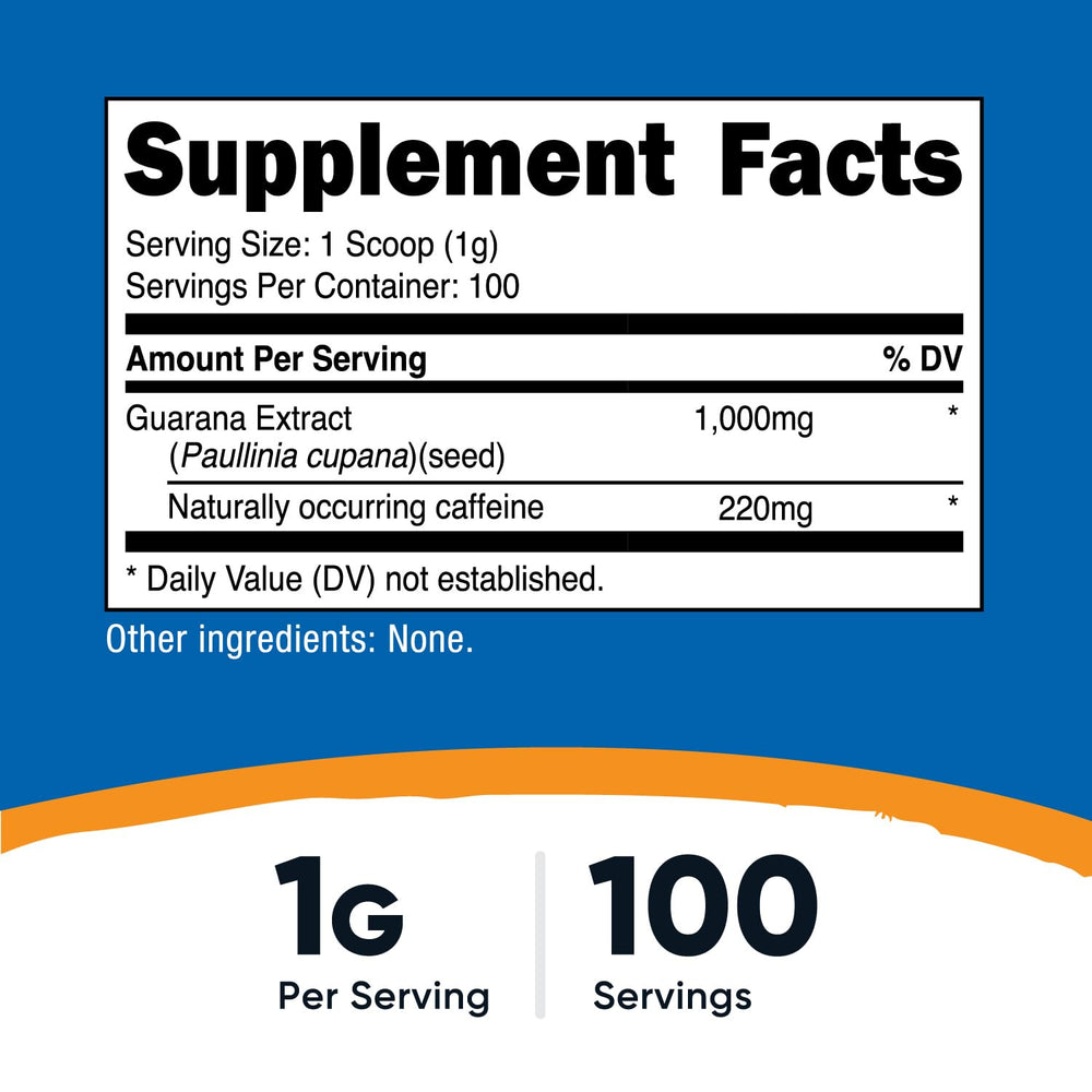 Nutricost Guarana powder scoop for quick serving and energy support
