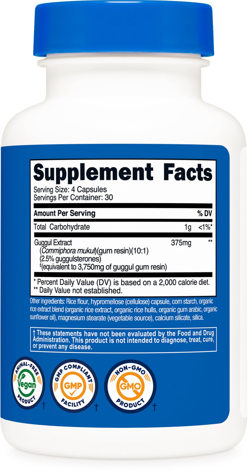 NSF GMP FDA facility badge on the Nutricost supplement packaging.