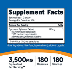 Nutricost Gymnema Sylvestre 20:1 extract potency in packaging