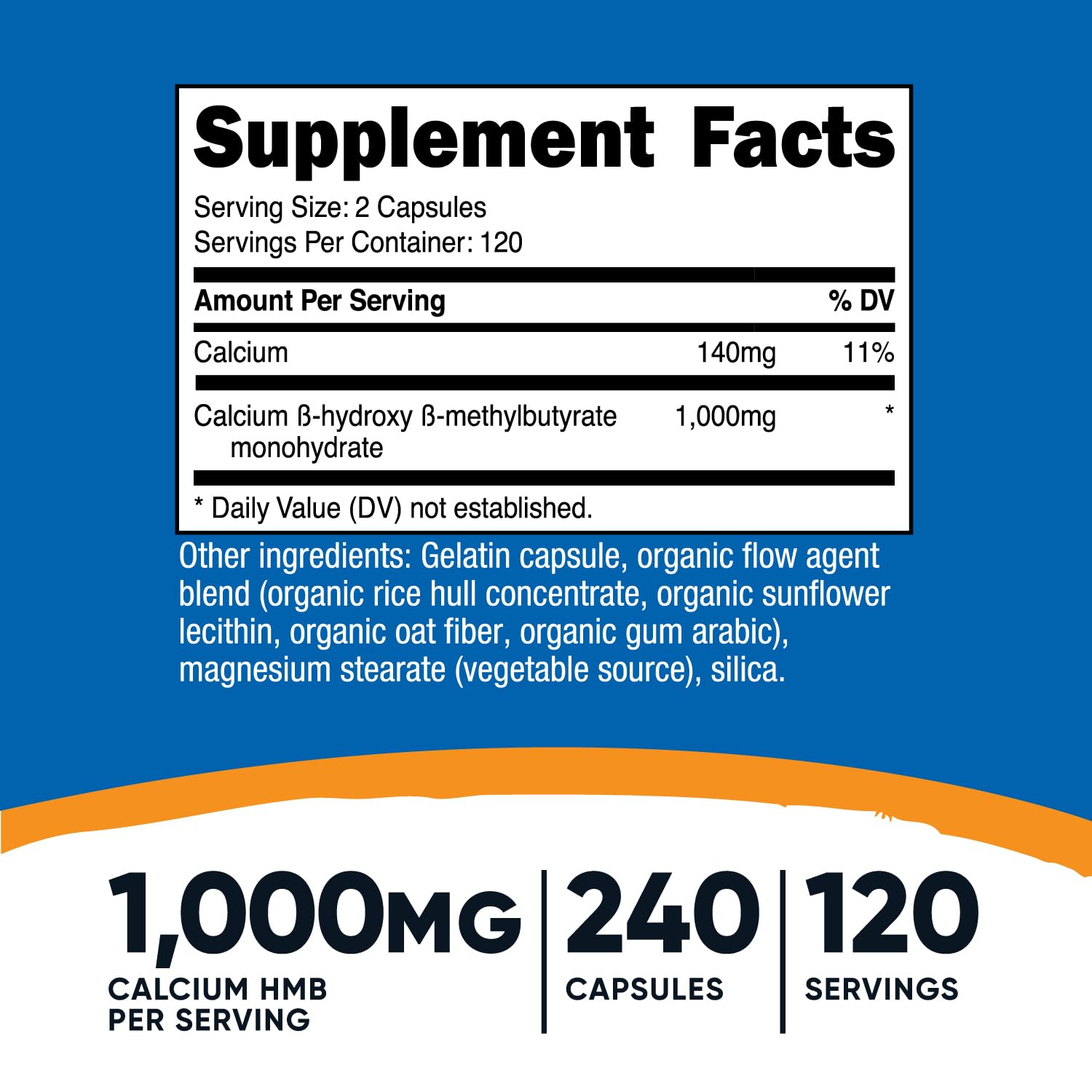 Nutricost HMB capsules closeup shows easy-to-swallow capsules for daily use.