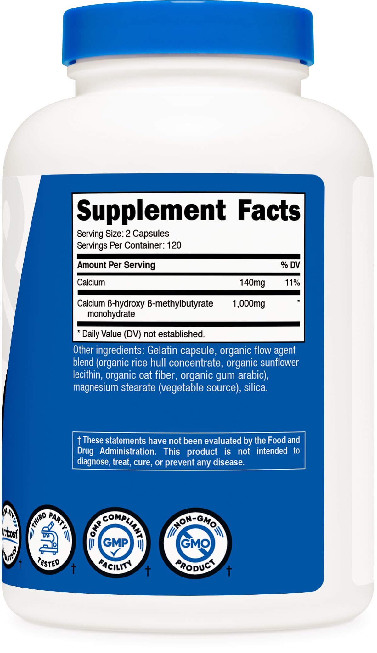 Nutricost HMB NSF-certified seal emphasizing quality manufacturing.