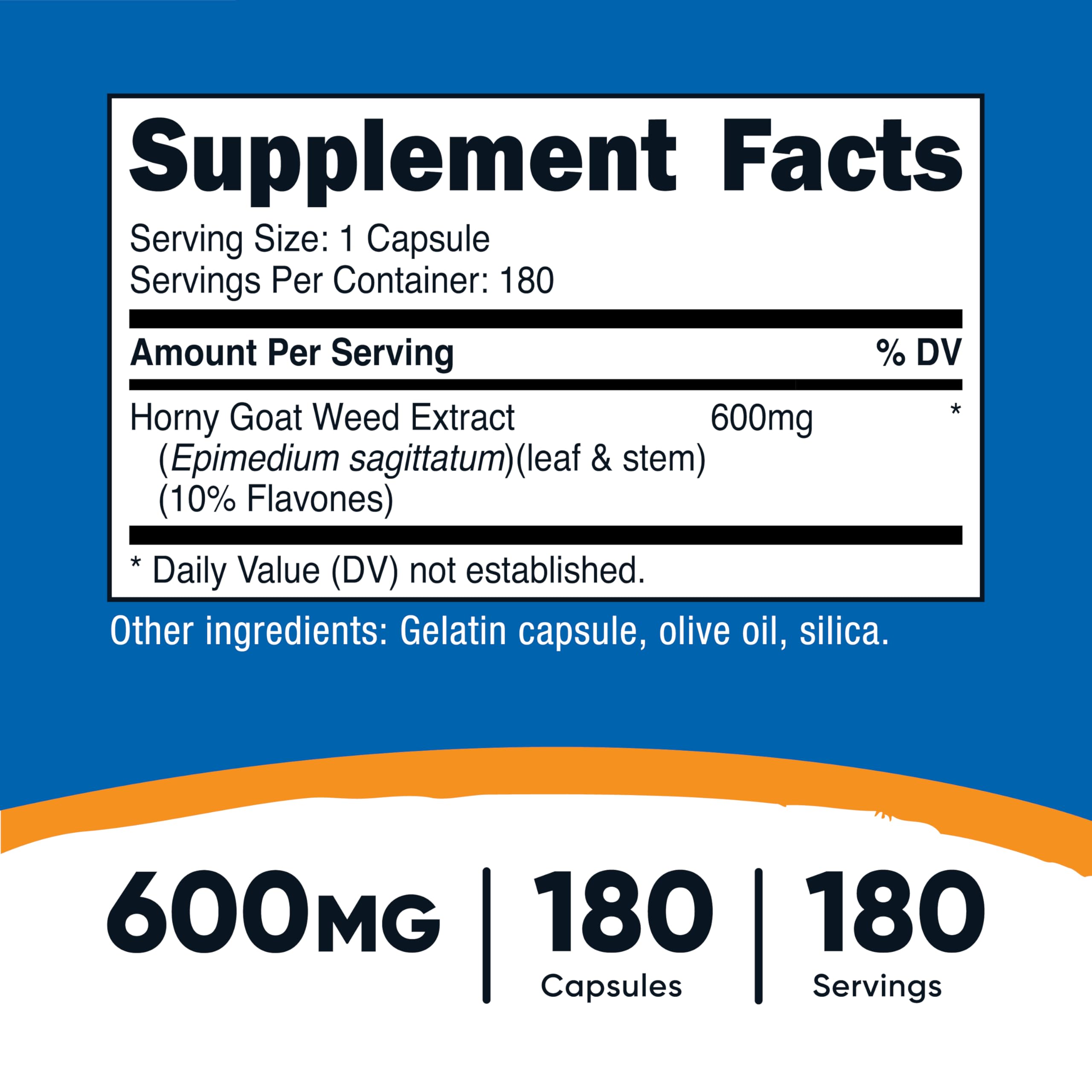 Close-up of Nutricost Horny Goat Weed bottle showing label