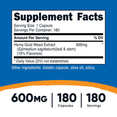 Close-up of Nutricost Horny Goat Weed bottle showing label