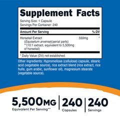 Nutricost Horsetail Extract Capsules pouring - easy integration into routines.