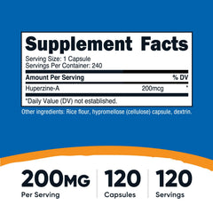 Close-up of Nutricost Huperzine A capsules showing vegetarian formula for daily use.