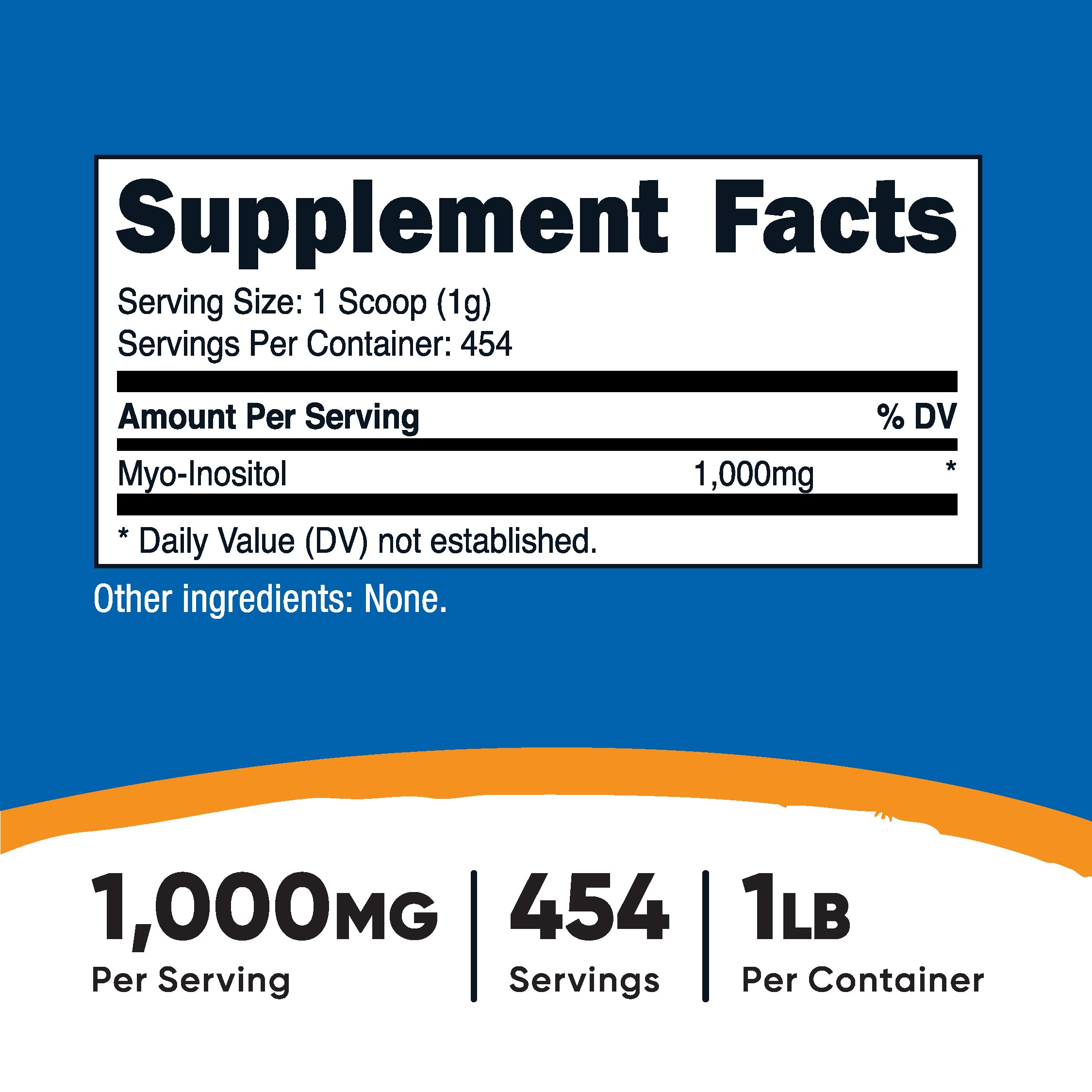 Nutricost Inositol Powder scoop included for precise 1000 mg servings.