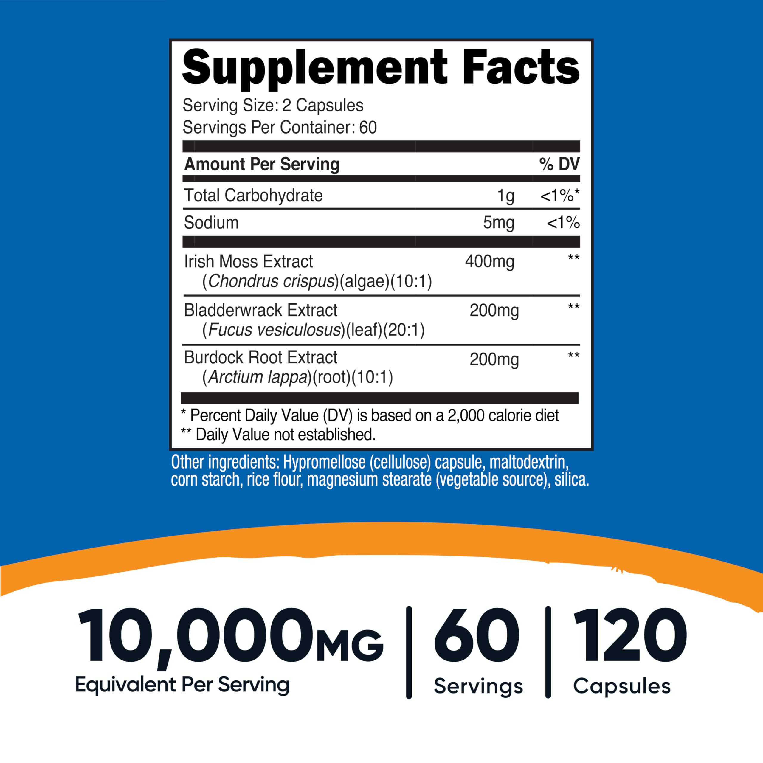 Nutricost Irish Sea Moss Extract capsules close-up, vegan and GMO-free.