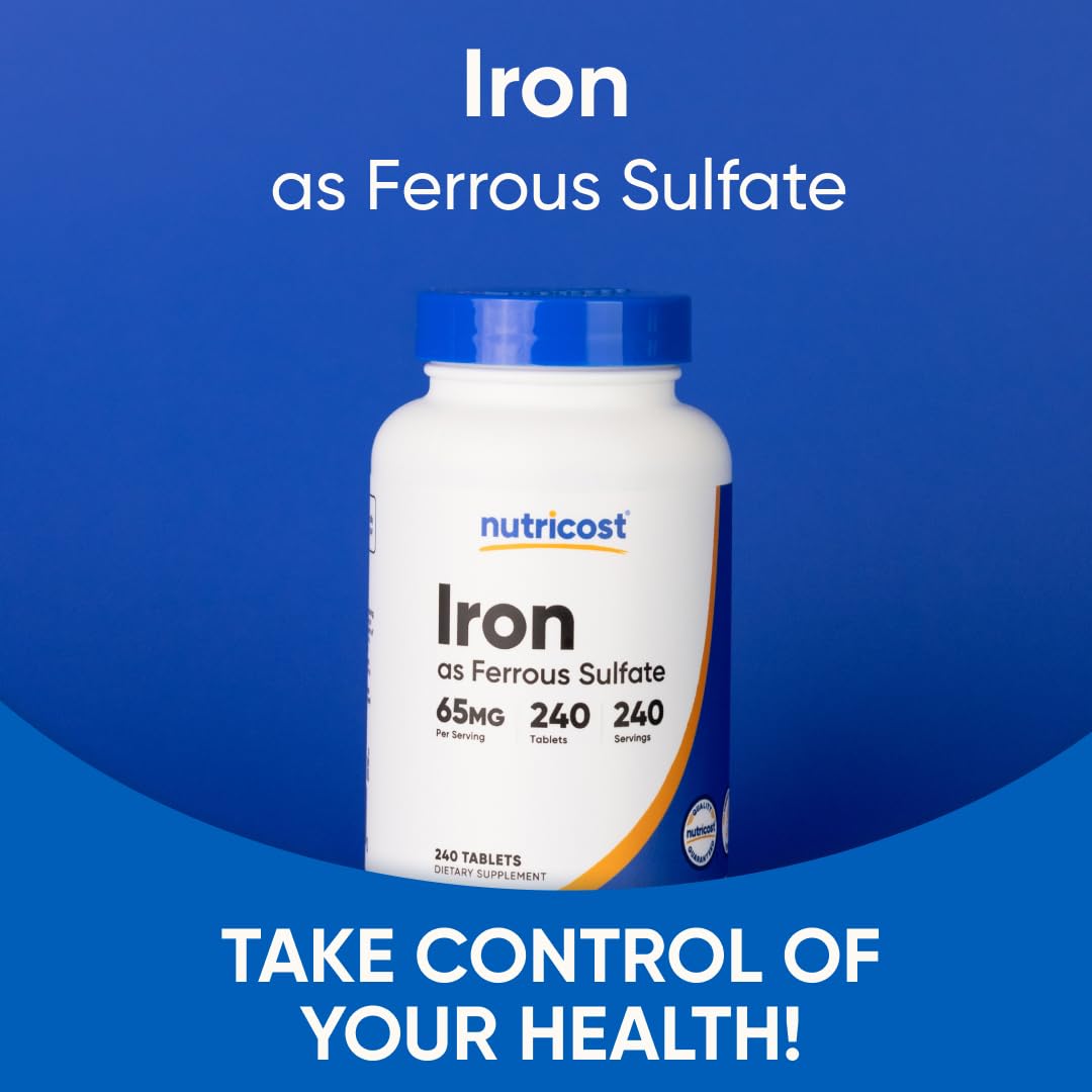 Nutricost Iron 65mg bottle and packaging display