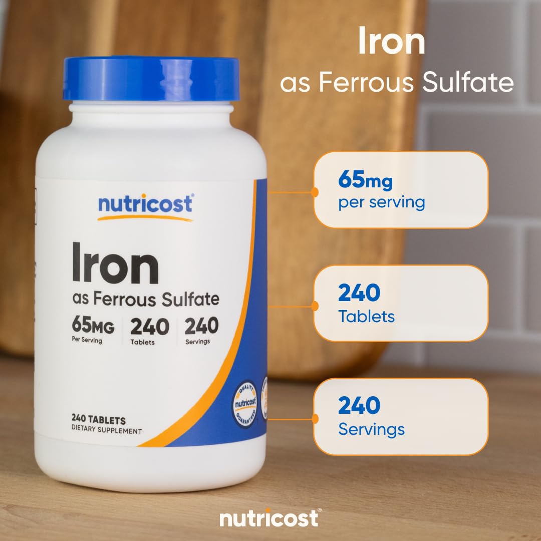 Nutricost Iron 65mg tablet packaging view