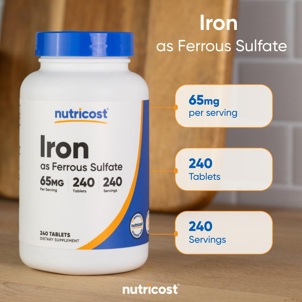 Nutricost Iron 65mg tablet packaging view