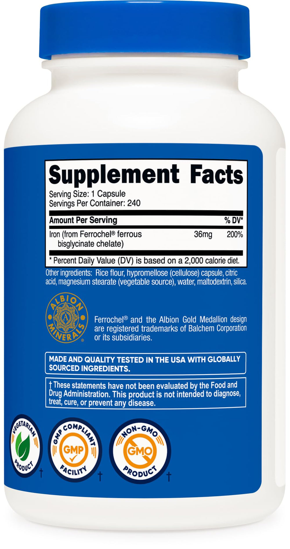 Nutricost iron capsules pour showing easy daily dosage