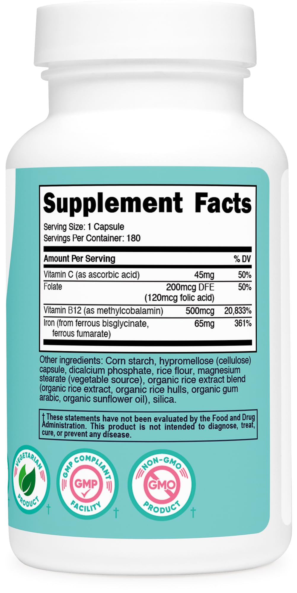 Nutricost Iron for Women 65mg bottle with glass suggests daily wellness
