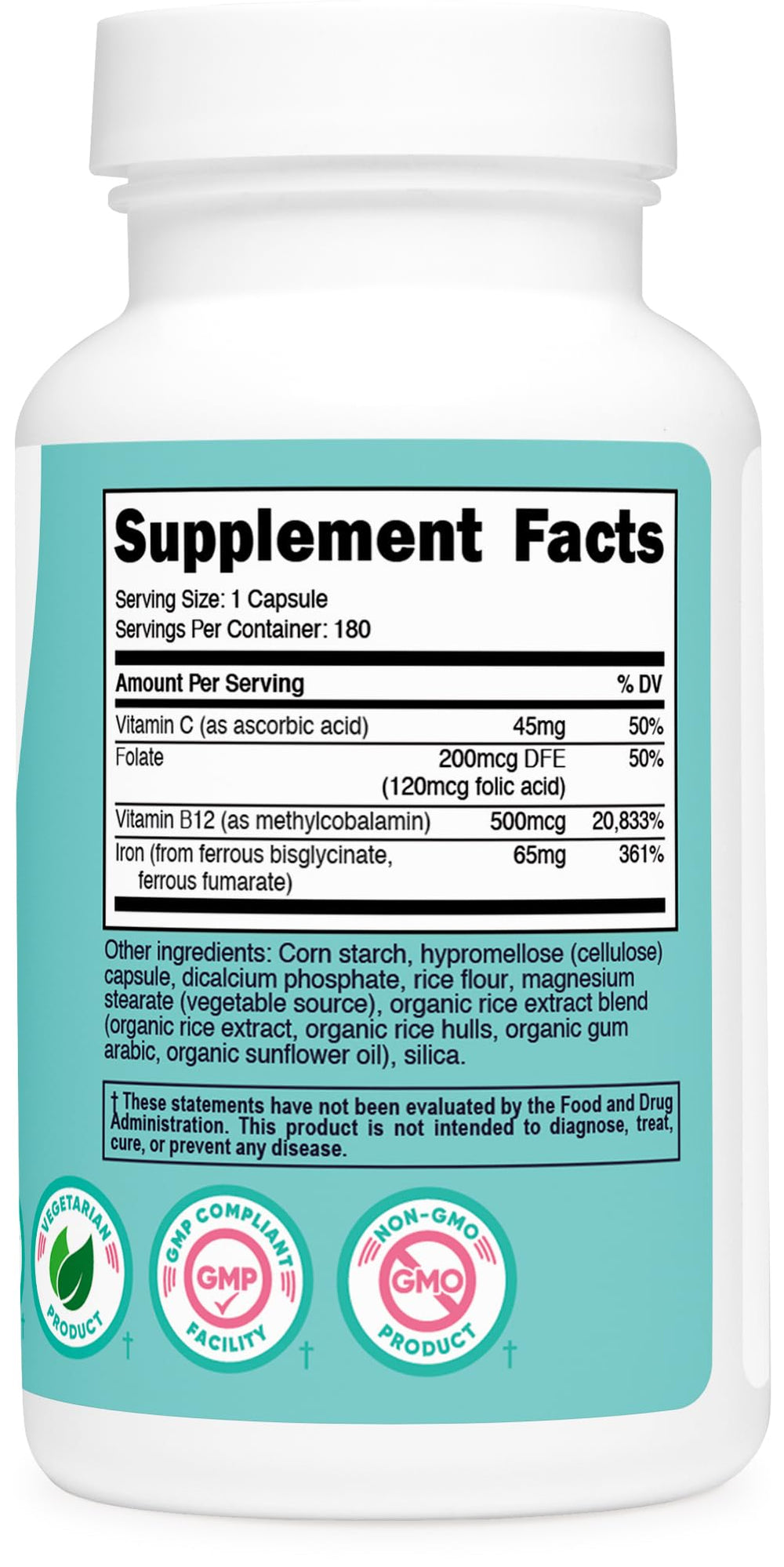 Nutricost Iron for Women 65mg bottle with glass suggests daily wellness