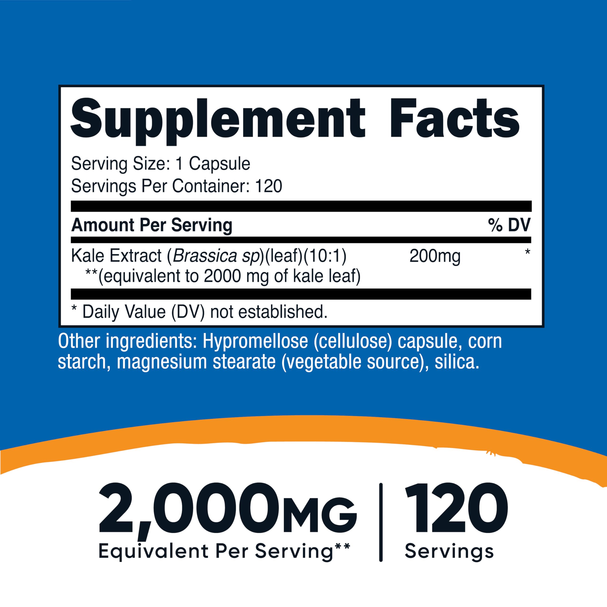 Nutricost Kale Extract bottle front showing vegan, gluten-free label.