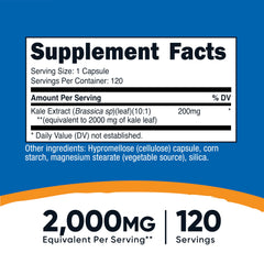 Nutricost Kale Extract bottle front showing vegan, gluten-free label.
