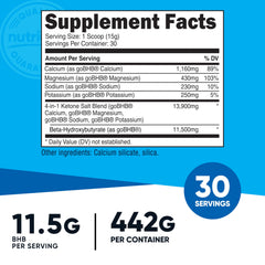 Nutricost Keto BHB scoop with powder delivers 11.7g BHB per serving.