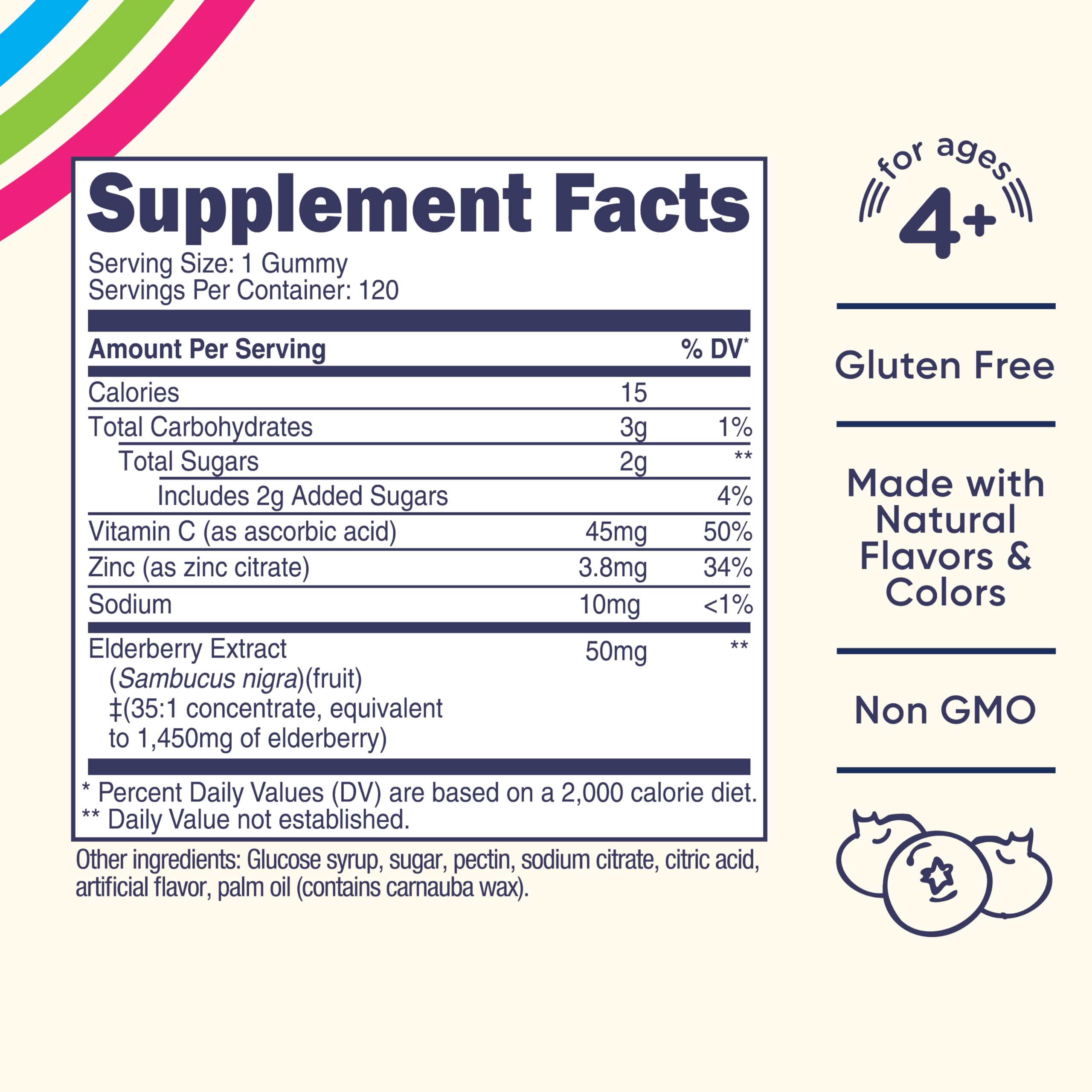 Nutricost Kids Elderberry Gummies bottle back highlights ingredients and safety notes for parents