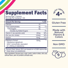Nutricost Kids Elderberry Gummies bottle back highlights ingredients and safety notes for parents