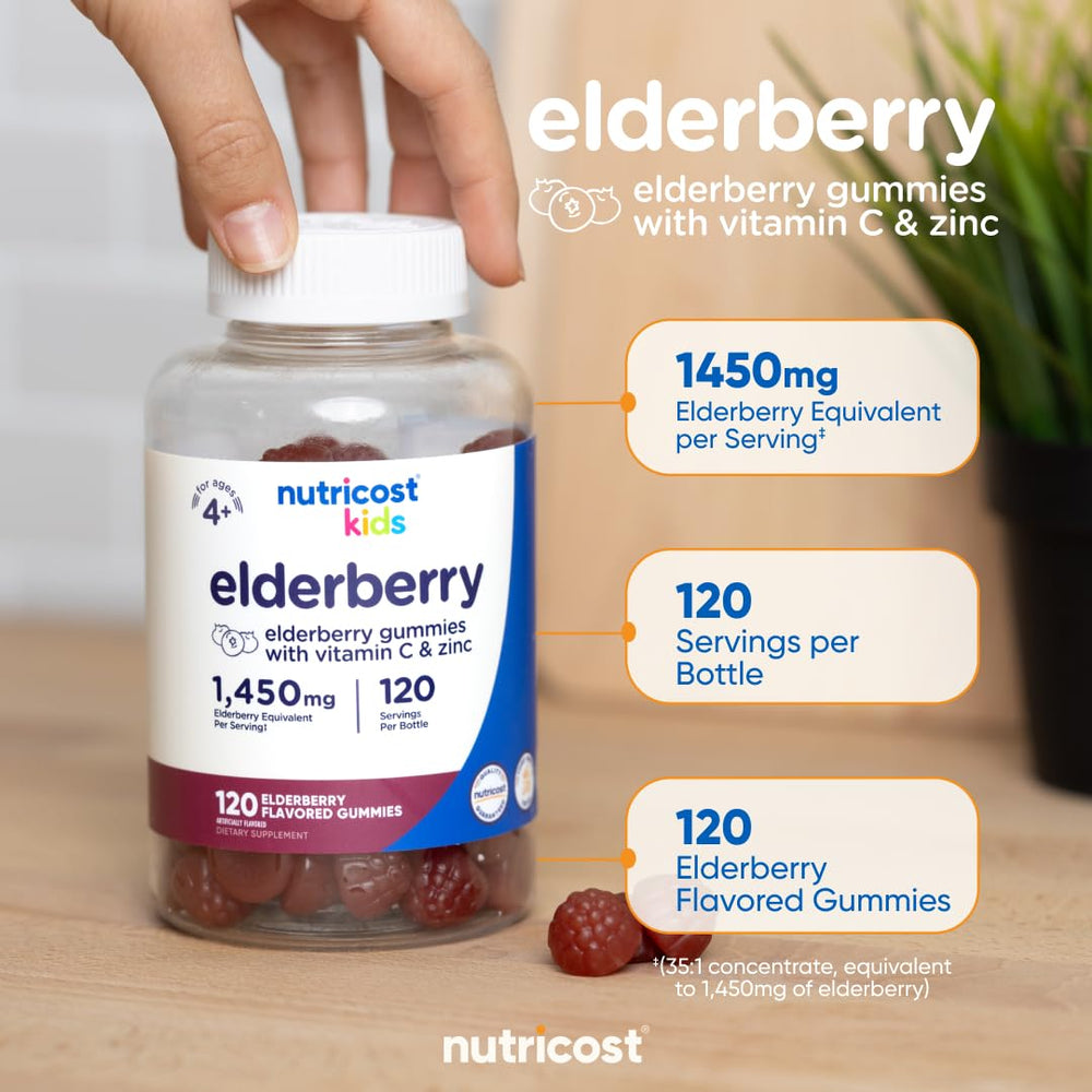 Nutricost Kids Elderberry Gummies child lock lid for safe storage