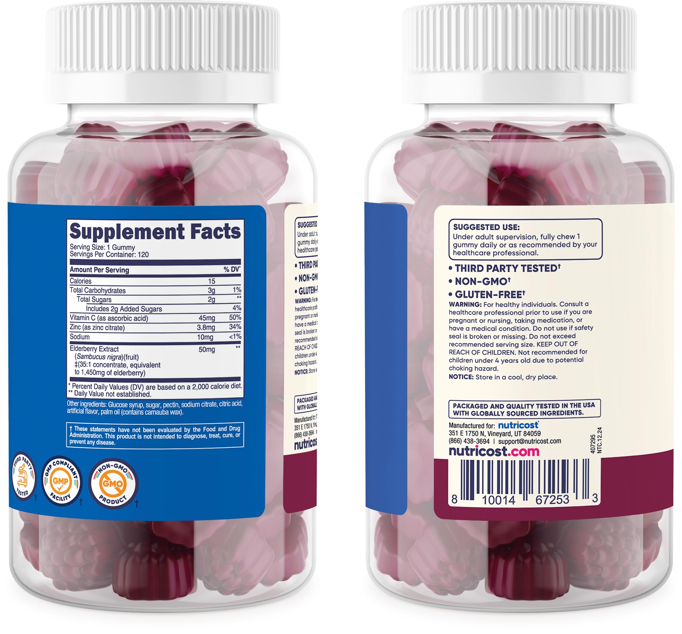 Nutricost Kids Elderberry Gummies pouring into spoon suggests easy daily routine