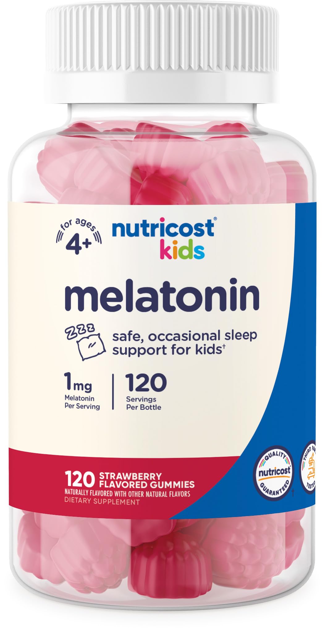 Nutricost Kids Melatonin Gummies bottle for safe, kid-friendly bedtime routines.