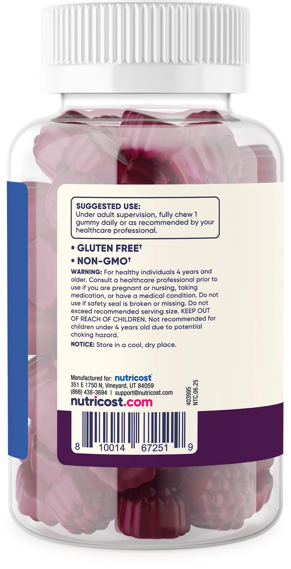 Nutricost Kids Vitamin D3 Gummies mixed berry flavor for kid-friendly daily supplementation