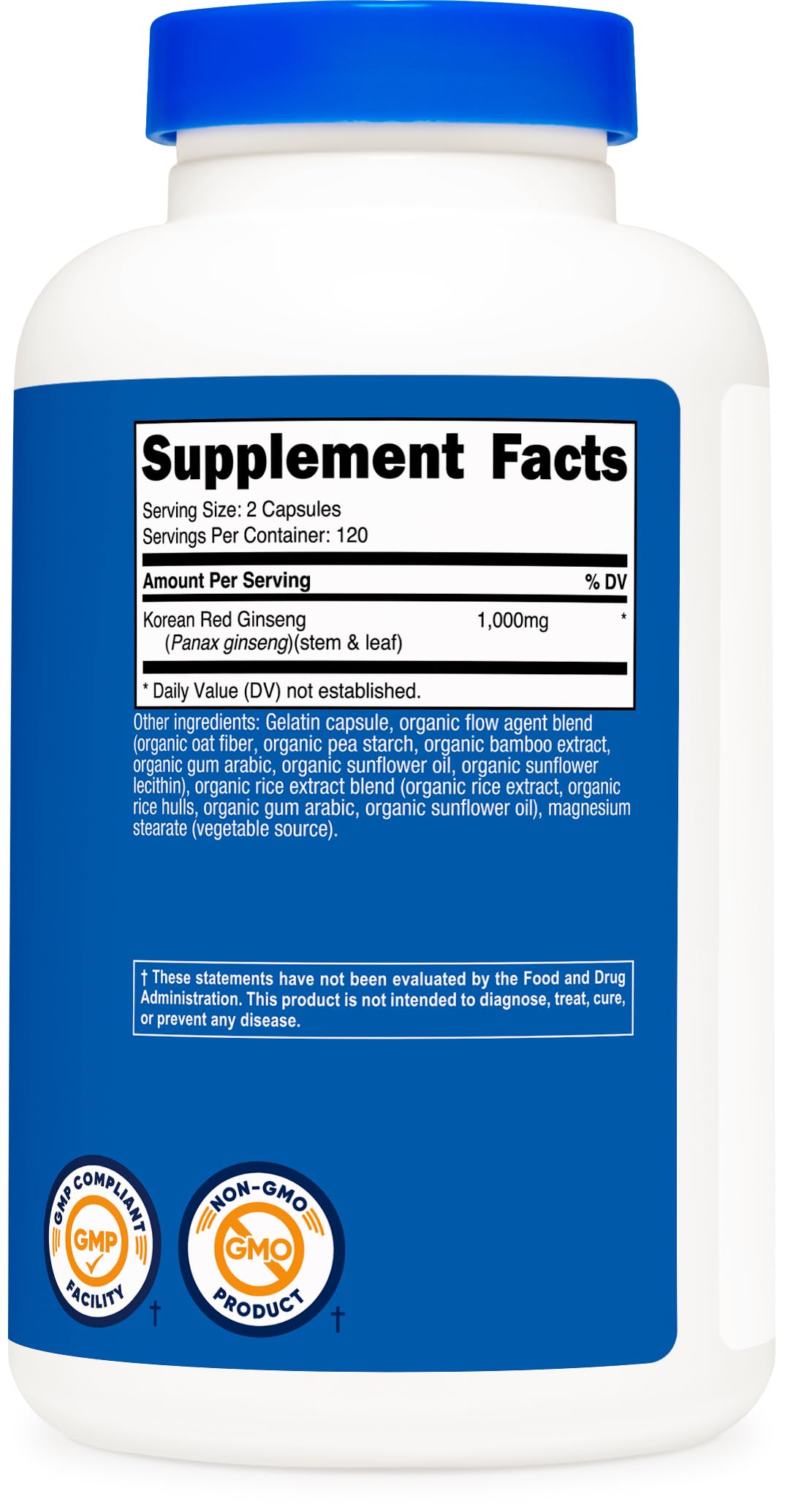 Nutricost Korean Ginseng FDA registered facility badge signaling quality control