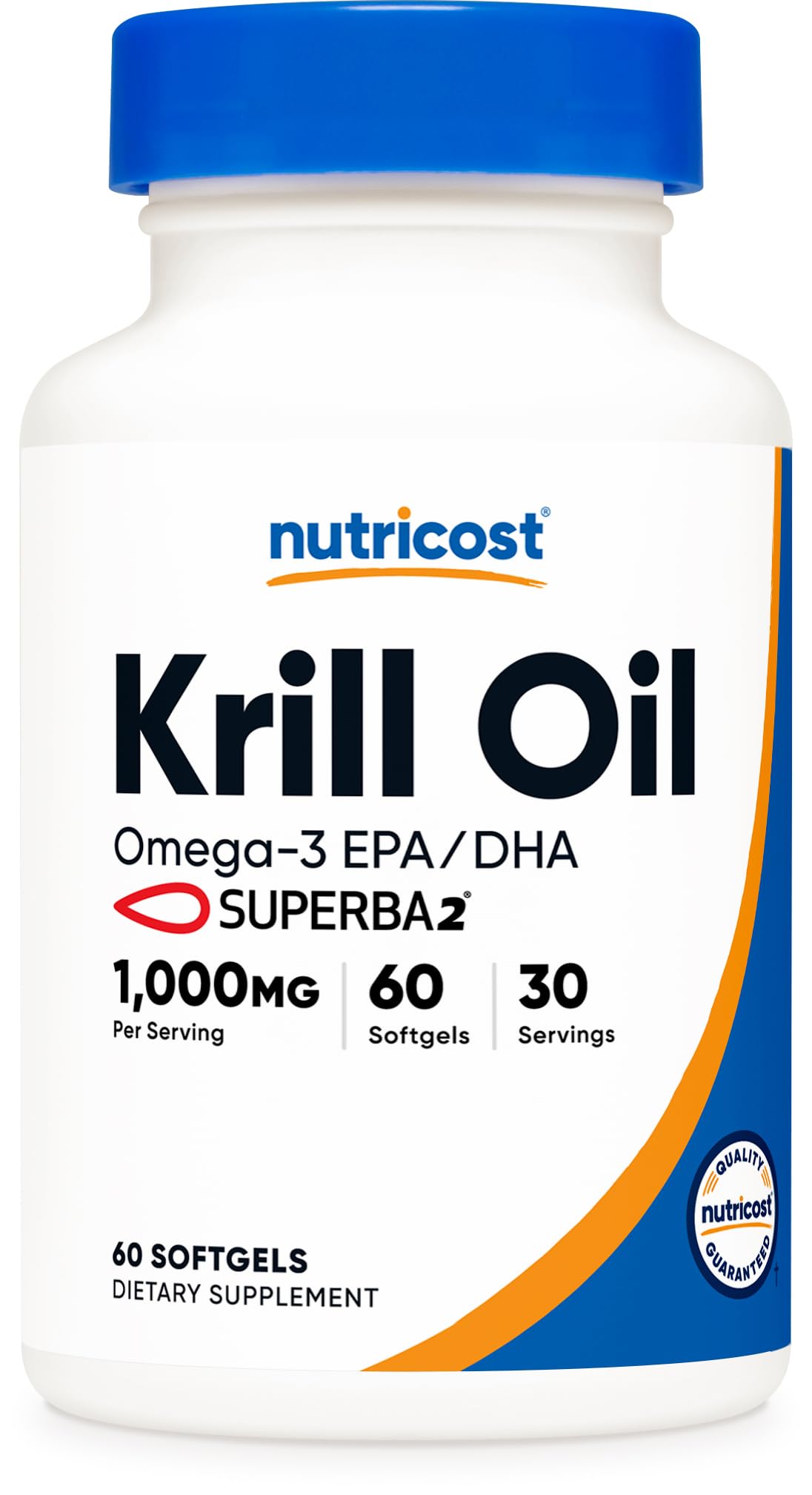 Nutricost Krill Oil 1000mg bottle shows high-potency omega-3 for daily wellness.