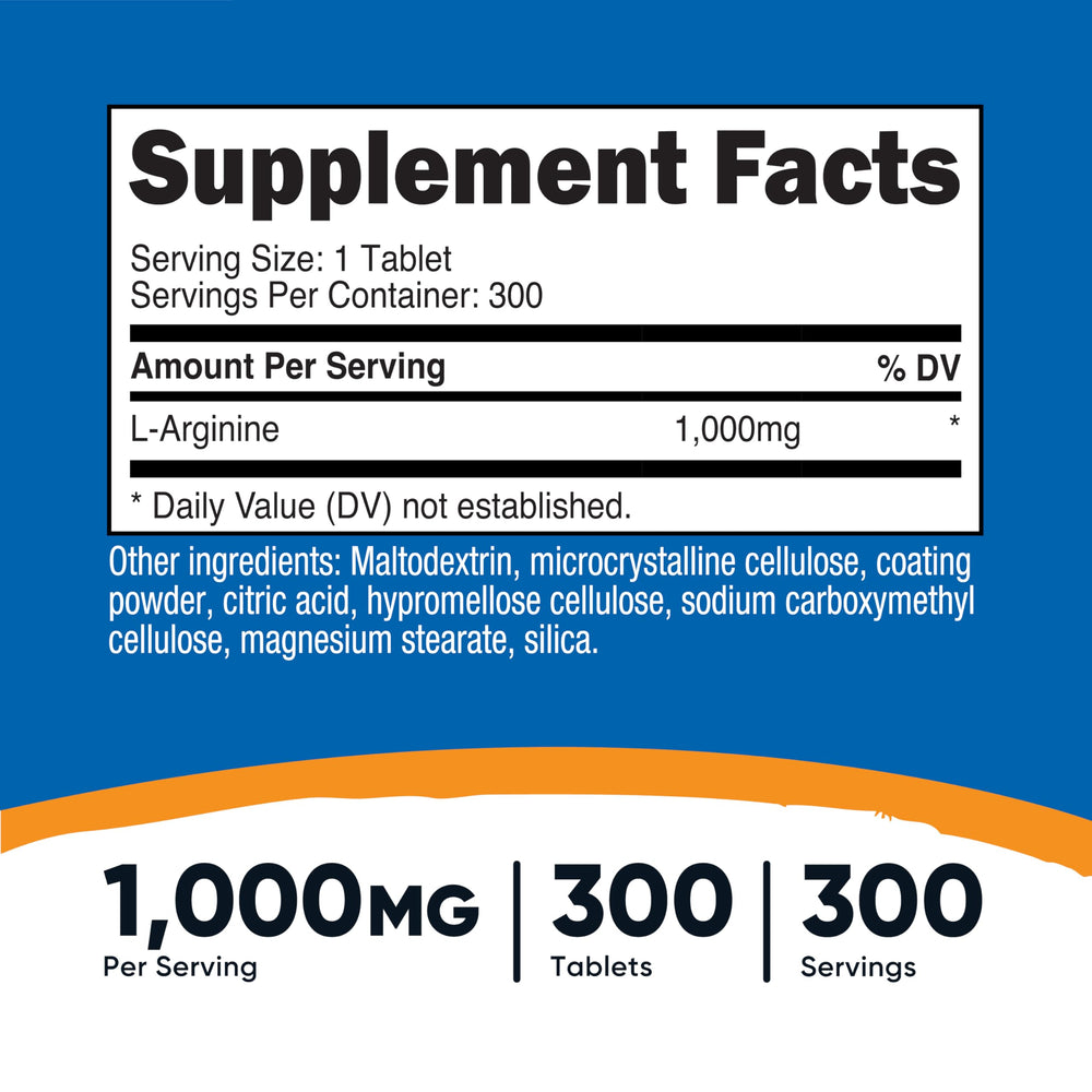 Nutricost L-Arginine 1000mg tablets pour demonstrates convenient serving