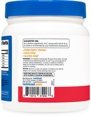 Nutricost L-Arginine Complex blue raspberry bottle highlighting quality