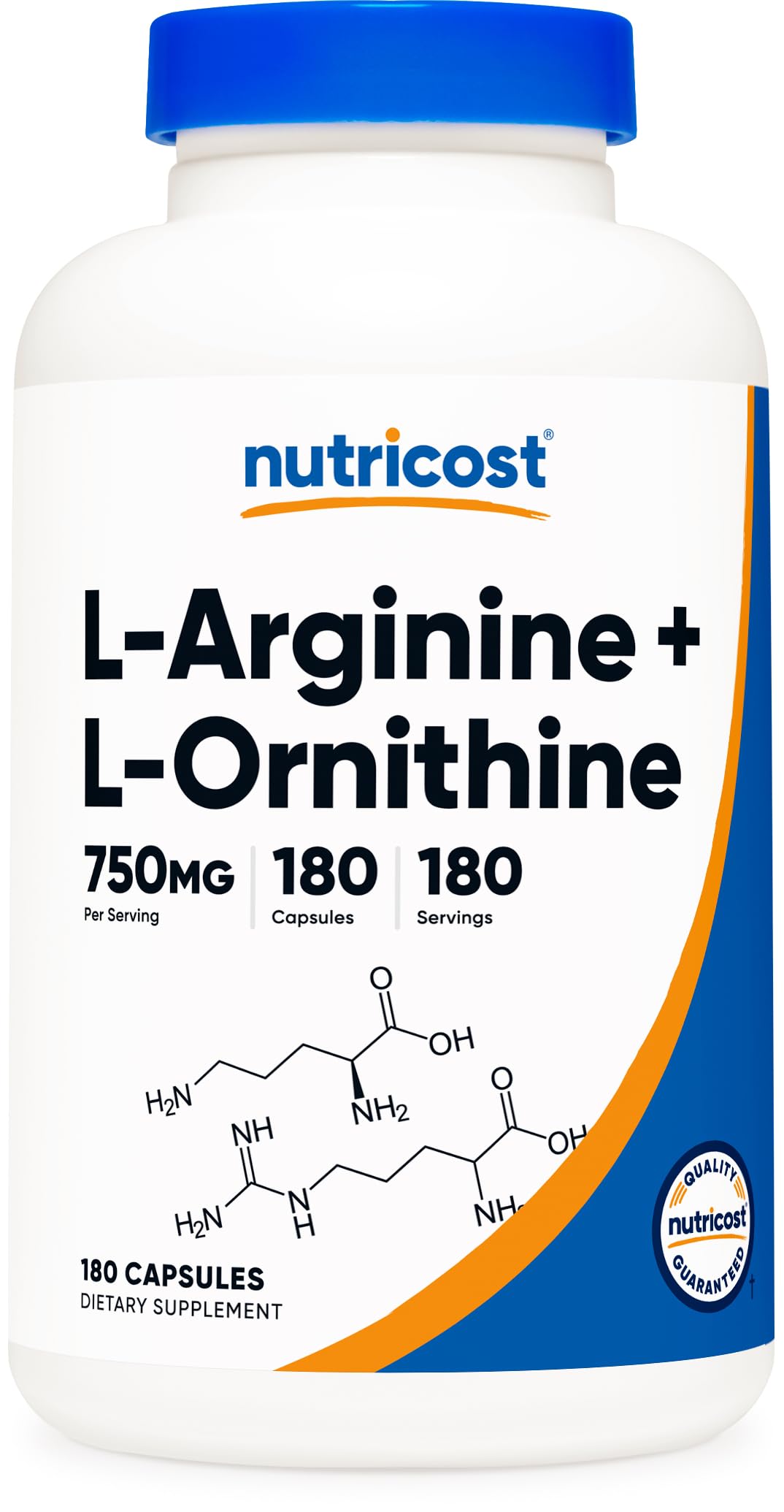 Nutricost L-Arginine L-Ornithine bottle front for daily use