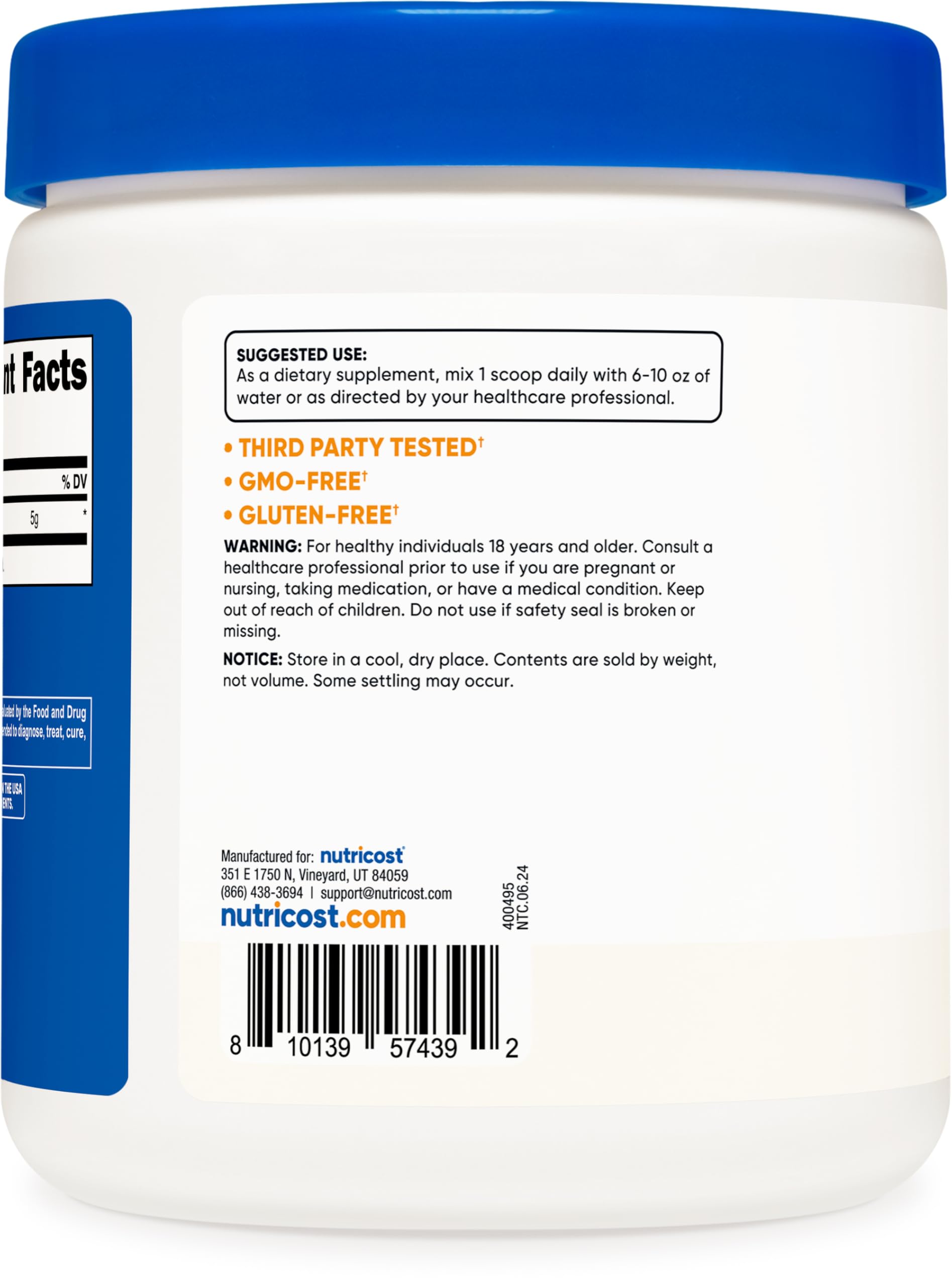 Pouring Nutricost L-Arginine powder into a shaker blends easily.