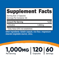 Nutricost L-Citrulline 120-capsule bottle on gym bench for steady training