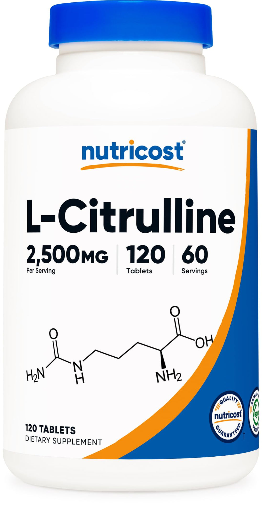 Nutricost L-Citrulline 2500mg bottle front shows clear labeling for quick recognition